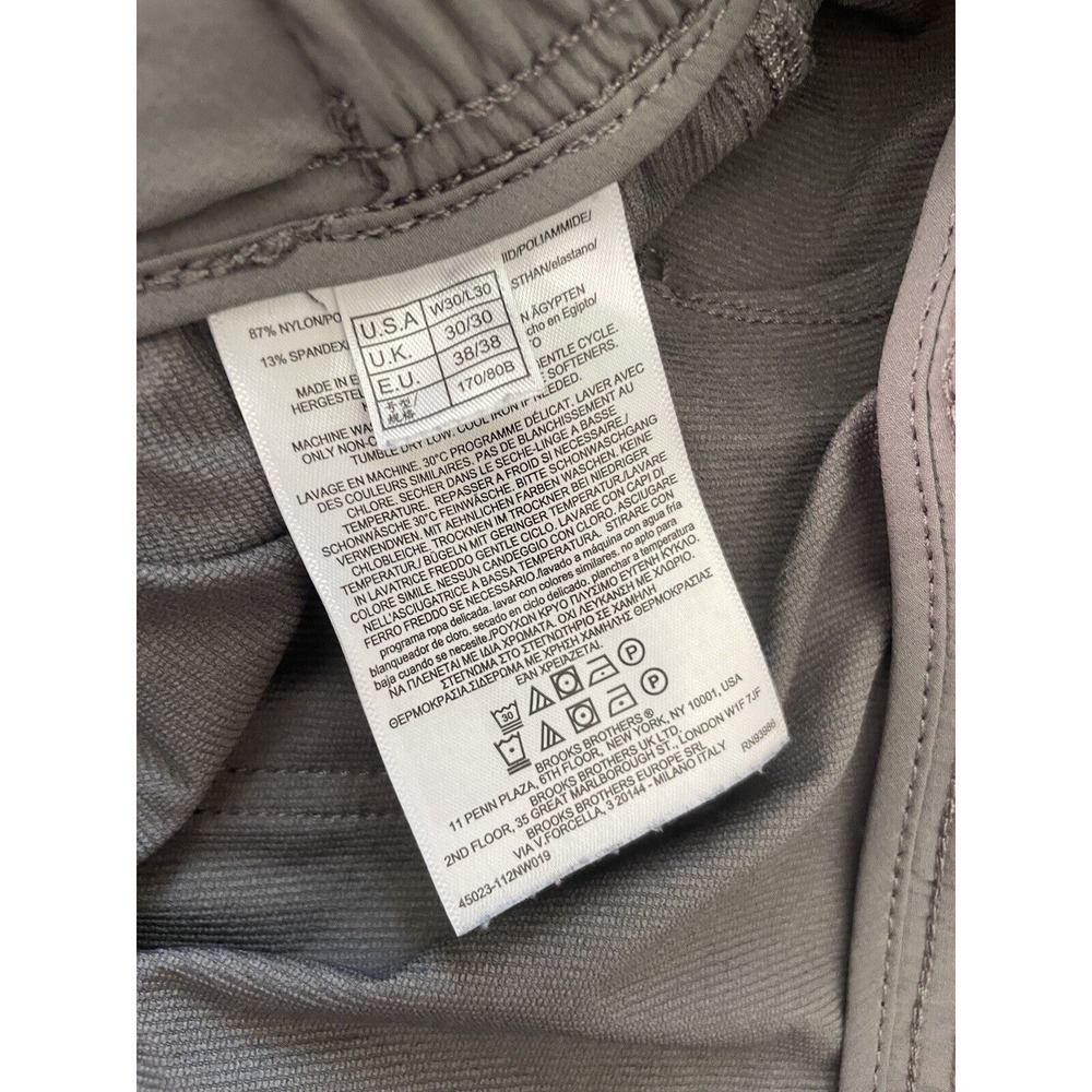 Brooks Brothers Golf Performance Pants‎ Gray 30 X 30 Nylon Spandex Chino Khaki - Picture 9 of 15